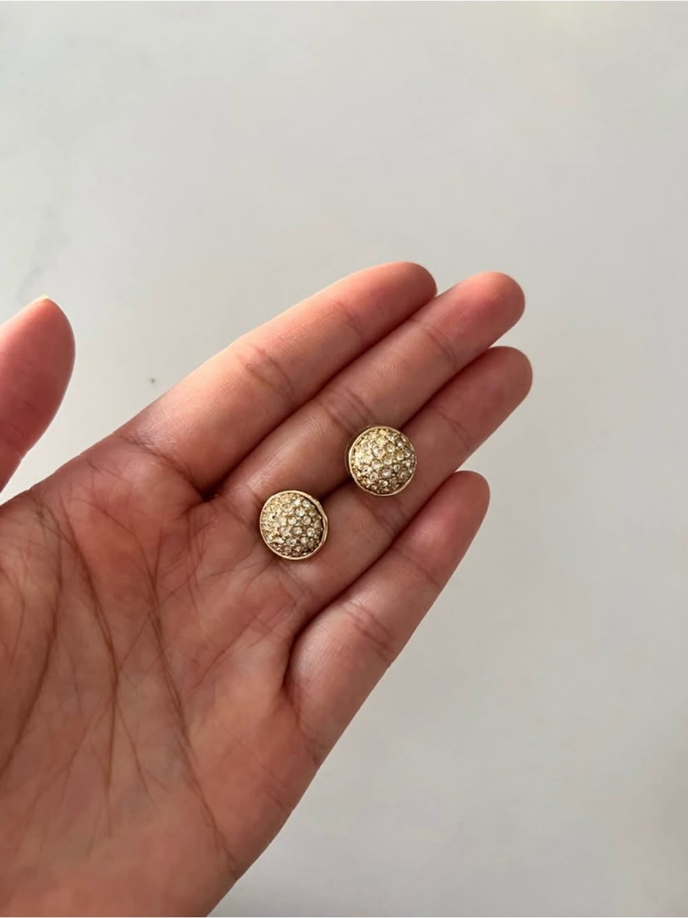 J. Crew Gold Crystal Pavé Round Stud Earrings